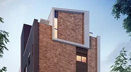 Fachada moderna com brise de alum&iacute;nio, porcelanato e textura